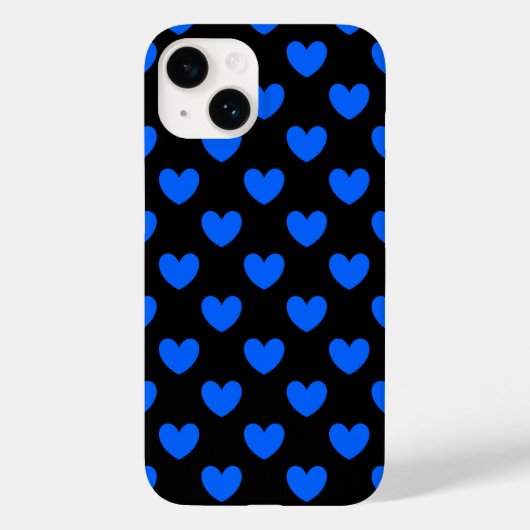 Blaue Polka-Herzen auf schwarz Case-Mate iPhone Hülle (Rückseite)