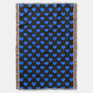 Blaue Polka-Herzen auf schwarz Decke