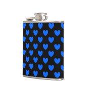 Blaue Polka-Herzen auf schwarz Flachmann (Links)