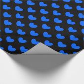 Blaue Polka-Herzen auf schwarz Geschenkpapier (Ecke)