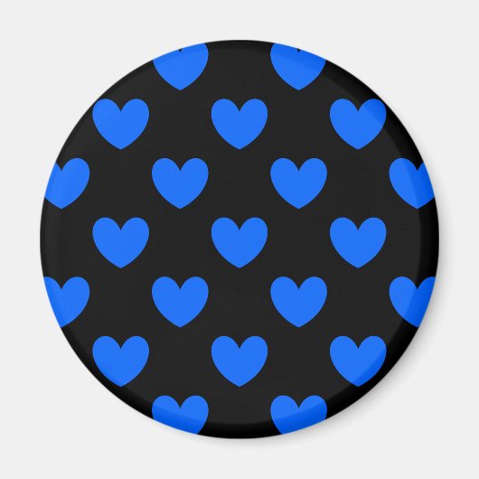 Blaue Polka-Herzen auf schwarz Magnet (Vorne)
