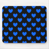 Blaue Polka-Herzen auf schwarz Mousepad (Vorne)