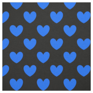 Blaue Polka-Herzen auf schwarz Stoff