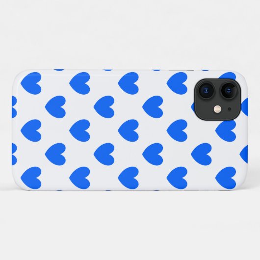 Blaue Polka-Herzen auf weiß Case-Mate iPhone Hülle (Rückseite (Horizontal))