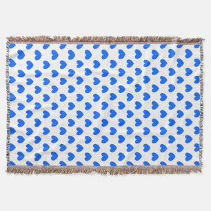Blaue Polka-Herzen auf weiß Decke