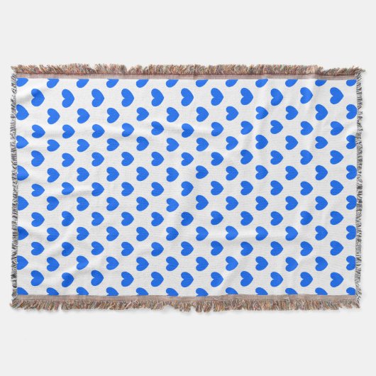 Blaue Polka-Herzen auf weiß Decke (Vorderseite)