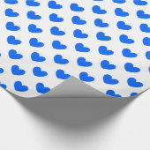 Blaue Polka-Herzen auf weiß Geschenkpapier (Ecke)