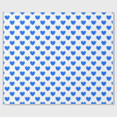 Blaue Polka-Herzen auf weiß Geschenkpapier (Flach)