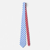 Blaue Polka-Herzen auf weiß Krawatte (Vorderseite)