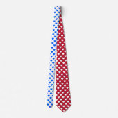 Blaue Polka-Herzen auf weiß Krawatte (Rückseite)