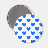 Blaue Polka-Herzen auf weiß Magnet (Vorderseite/Rückseite)