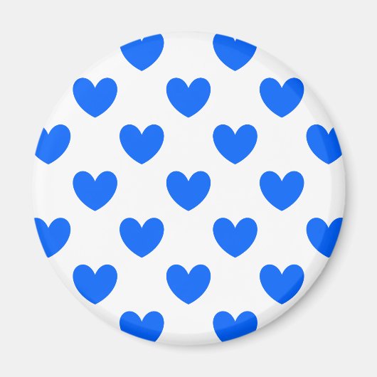 Blaue Polka-Herzen auf weiß Magnet (Vorne)