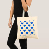 Blaue Polka-Herzen auf weiß Tragetasche (Vorderseite (Produkt))