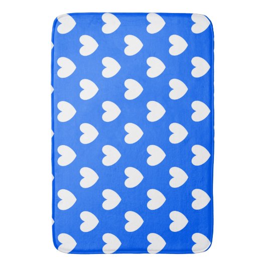 Blaue Polka-Herzen Badematte (Vorderseite Vertikal)