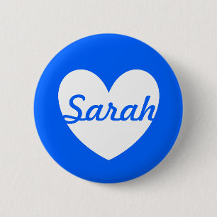 Blaue Polka-Herzen Button