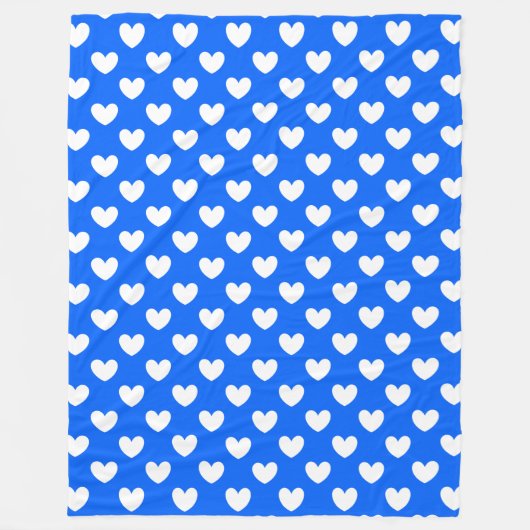 Blaue Polka-Herzen Fleecedecke (Vorderseite)