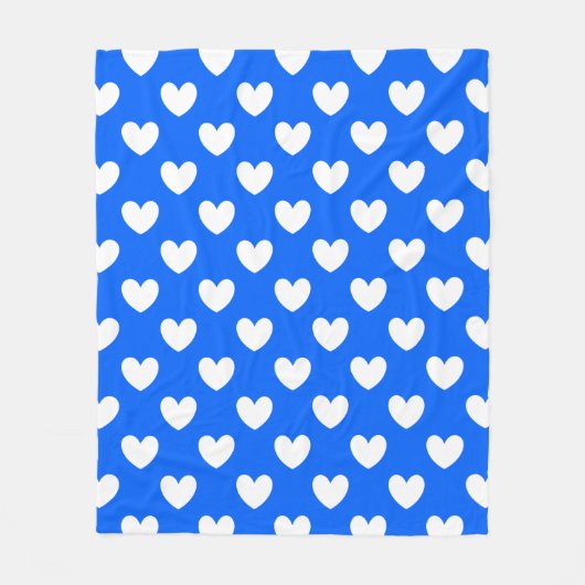 Blaue Polka-Herzen Fleecedecke (Vorderseite)