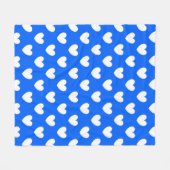 Blaue Polka-Herzen Fleecedecke (Vorderseite (Horizontal))