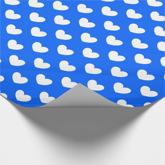 Blaue Polka-Herzen Geschenkpapier (Ecke)