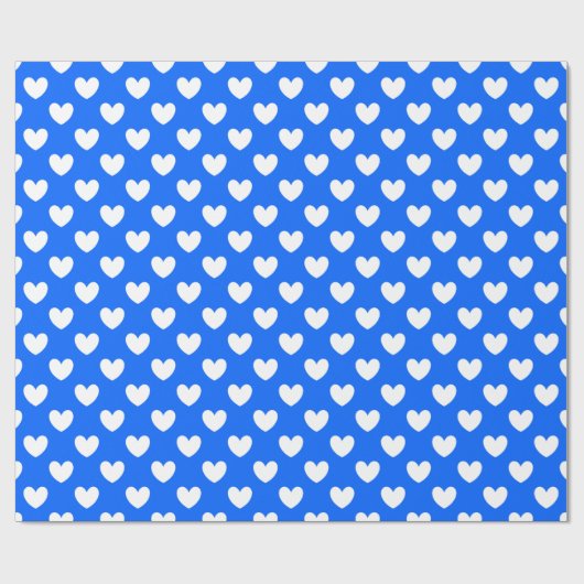 Blaue Polka-Herzen Geschenkpapier (Flach)