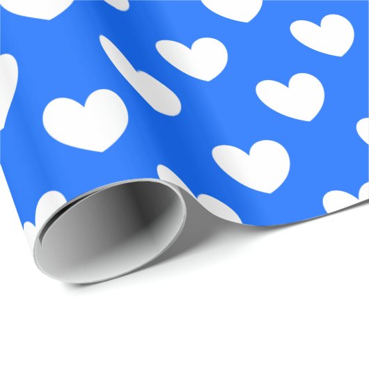 Blaue Polka-Herzen Geschenkpapier (Rolleneckpunkt)