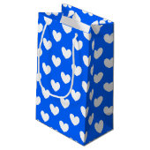 Blaue Polka-Herzen Kleine Geschenktüte (Rückseite Schrägansicht)