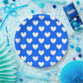 Blaue Polka-Herzen Pappteller (Party)