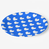 Blaue Polka-Herzen Pappteller (Schrägansicht)