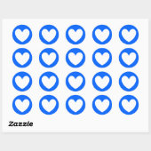 Blaue Polka-Herzen Runder Aufkleber (Blatt)