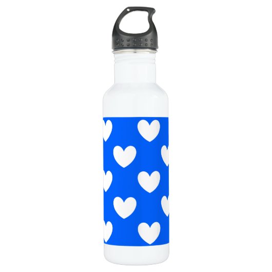 Blaue Polka-Herzen Trinkflasche (Vorderseite)