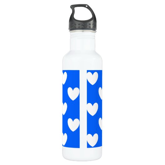 Blaue Polka-Herzen Trinkflasche (Rückseite)