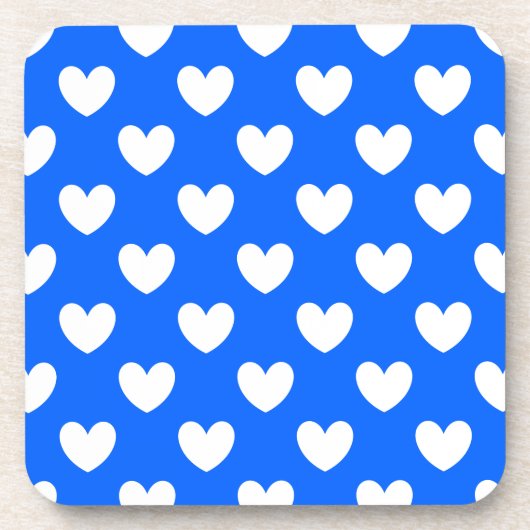 Blaue Polka-Herzen Untersetzer (Vorderseite)