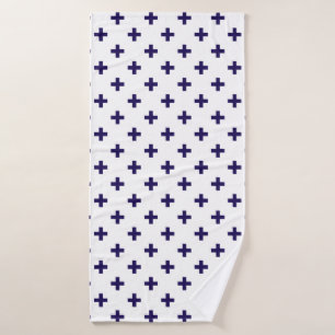 Blaue Polka-Kreuze in Weiß Badehandtuch