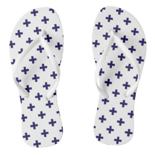 Blaue Polka-Kreuze in Weiß Badesandalen