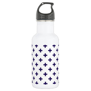 Blaue Polka-Kreuze in Weiß Edelstahlflasche