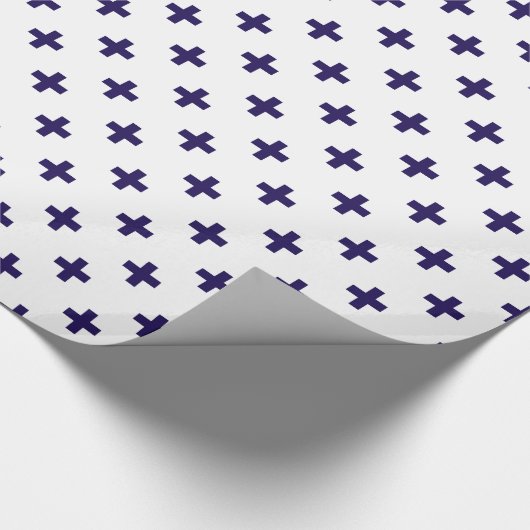 Blaue Polka-Kreuze in Weiß Geschenkpapier (Ecke)