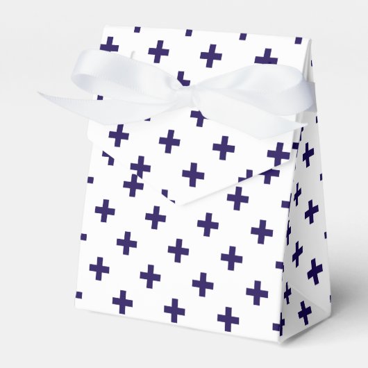 Blaue Polka-Kreuze in Weiß Geschenkschachtel (Vorderseite)