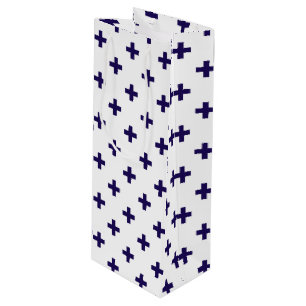 Blaue Polka-Kreuze in Weiß Geschenktüte Für Weinflaschen