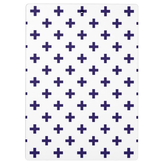 Blaue Polka-Kreuze in Weiß Klemmbrett (Rückseite)