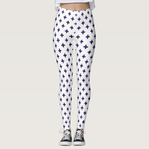 Blaue Polka-Kreuze in Weiß Leggings