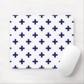 Blaue Polka-Kreuze in Weiß Mousepad (Mit Mouse)