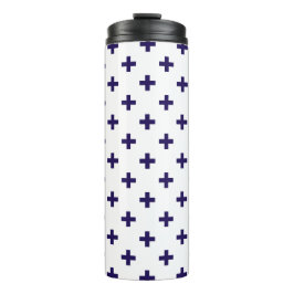 Blaue Polka-Kreuze in Weiß Thermosbecher