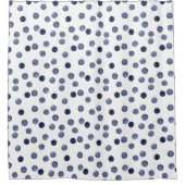 Blaue Polka Punkt . Aquarellduschvorhang Duschvorhang (Vorderseite)