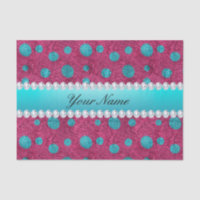 Blaue Polka-Punkt-heißes Rosa-Imitat-Diamanten