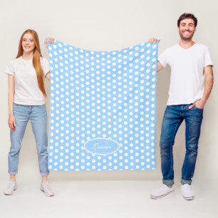 Blaue Polka-Punkt-individuelle Name-Plattendecke Fleecedecke
