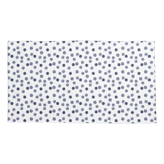 Blaue Polka-Punkt Kissenbezug (Rückseite)