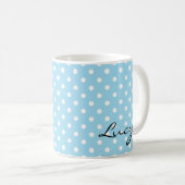 Blaue Polka-Punkt-Retro Art-Tasse Kaffeetasse (VorderseiteRechts)