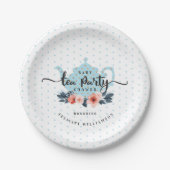 Blaue Polka-Punkt-Vintage Pappteller (Vorderseite)