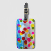 Blaue Polka Punkte Aquarell abstrakt Gepäckanhänger (Vorderseite Vertikal)