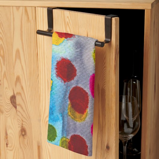 Blaue Polka Punkte Aquarell abstrakt Geschirrtuch (Drittel gefaltet)